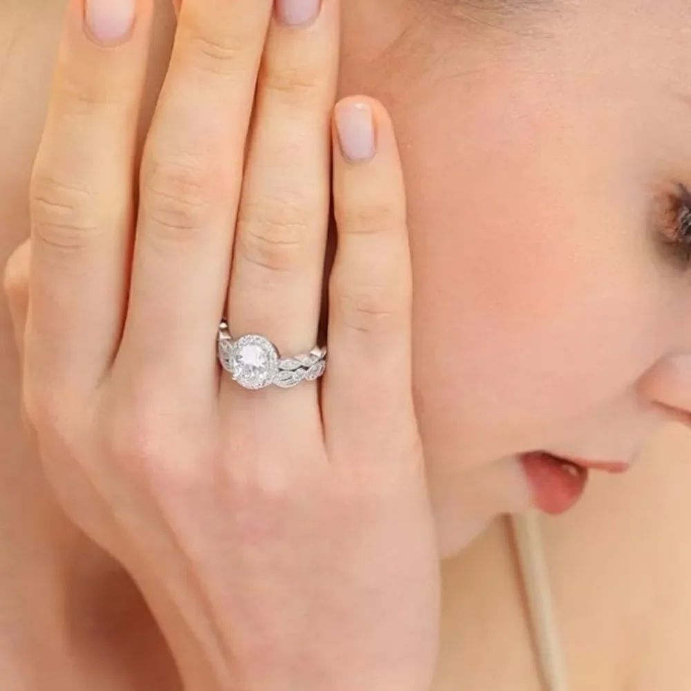Oval Cut Engagement Ring Band Stack